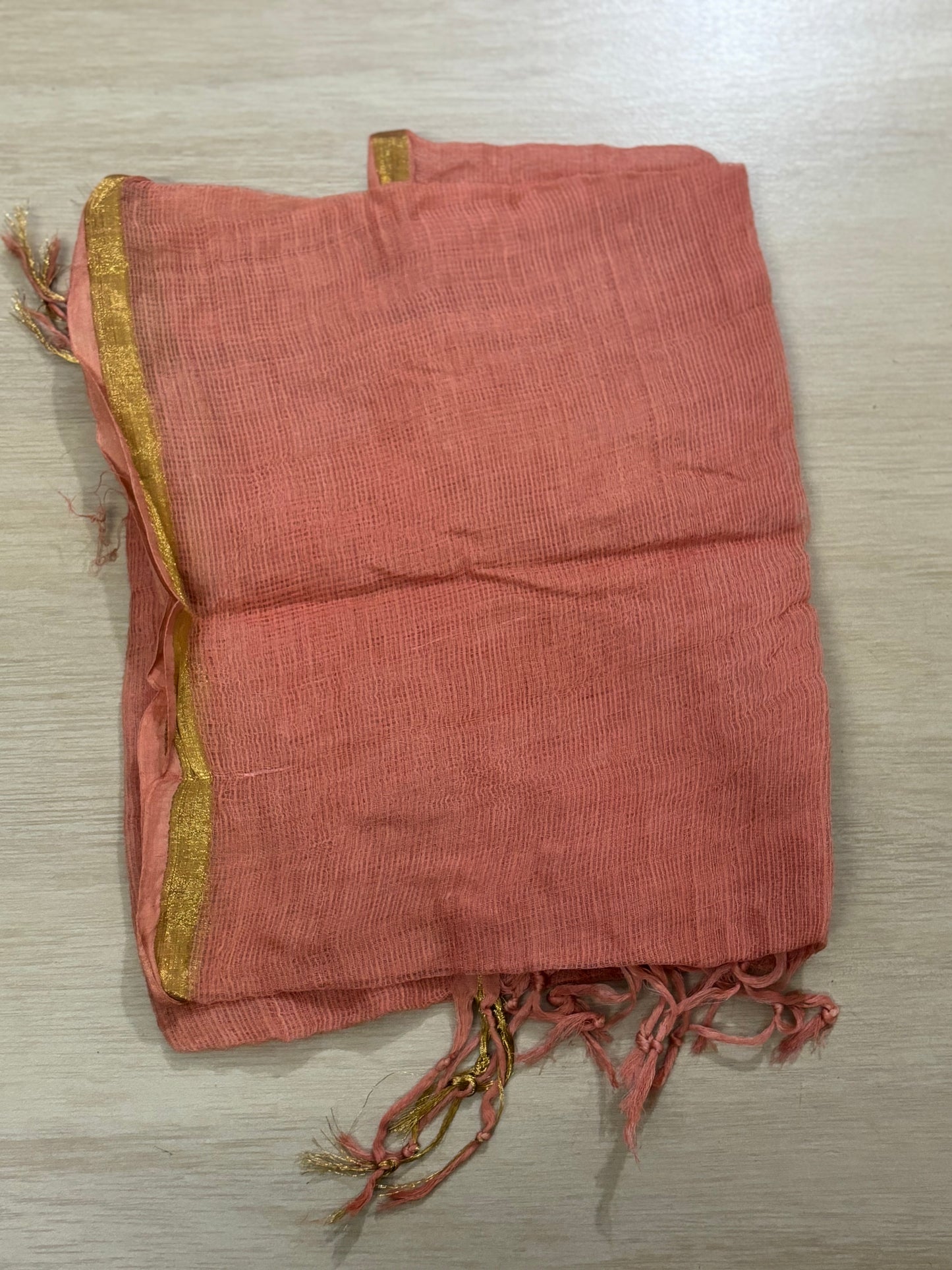 Peach doria dupatta with zari border