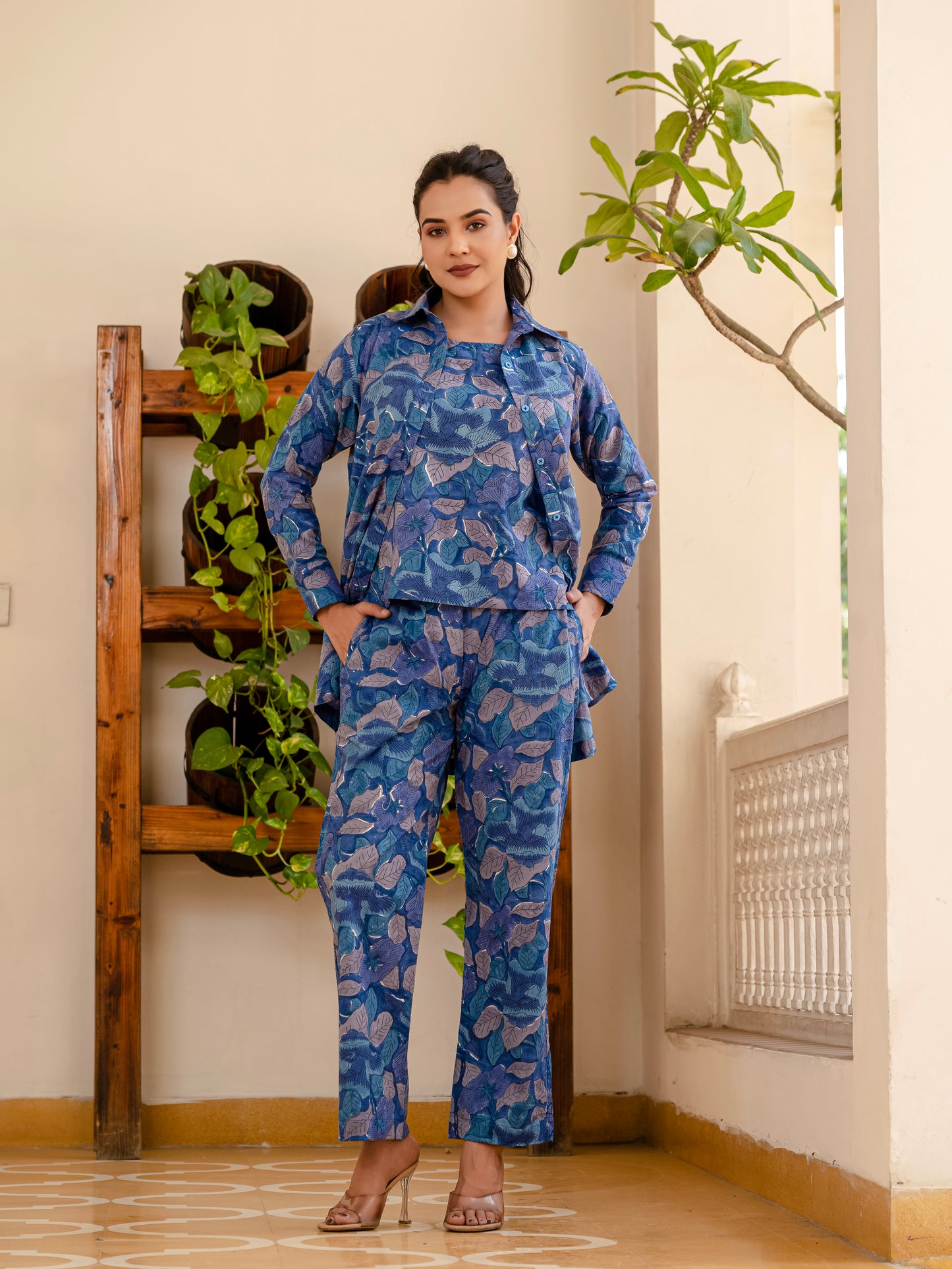 Smoky Blooms 3-piece co-ord set