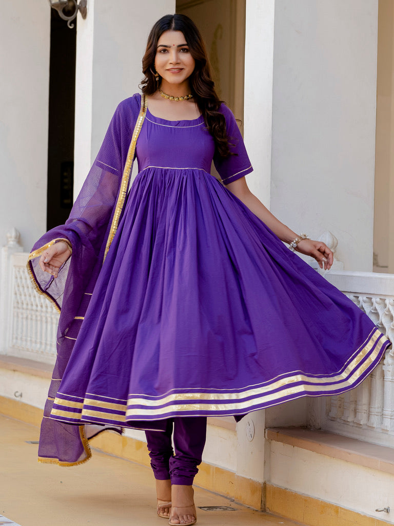 Purple Rangrez Anarkali Set