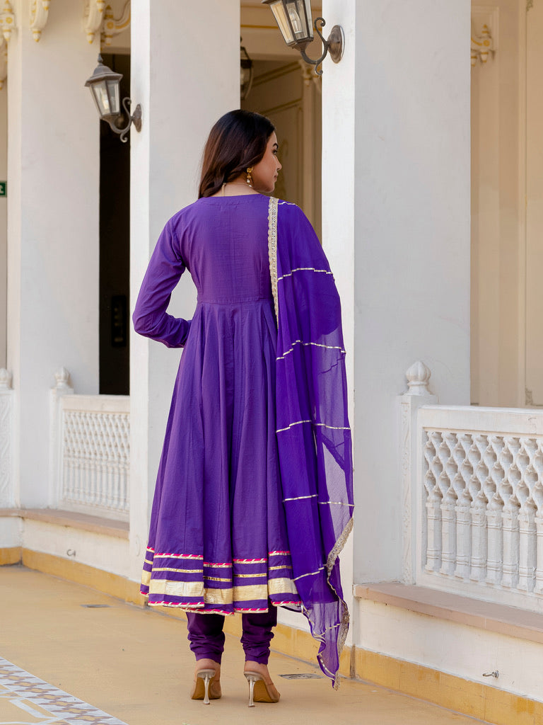 Purple lace Rangrez anarkali suit set