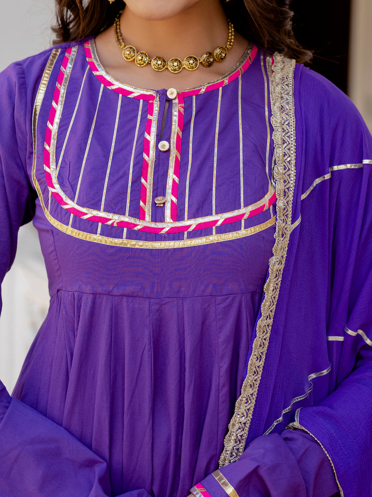 Purple lace Rangrez anarkali suit set
