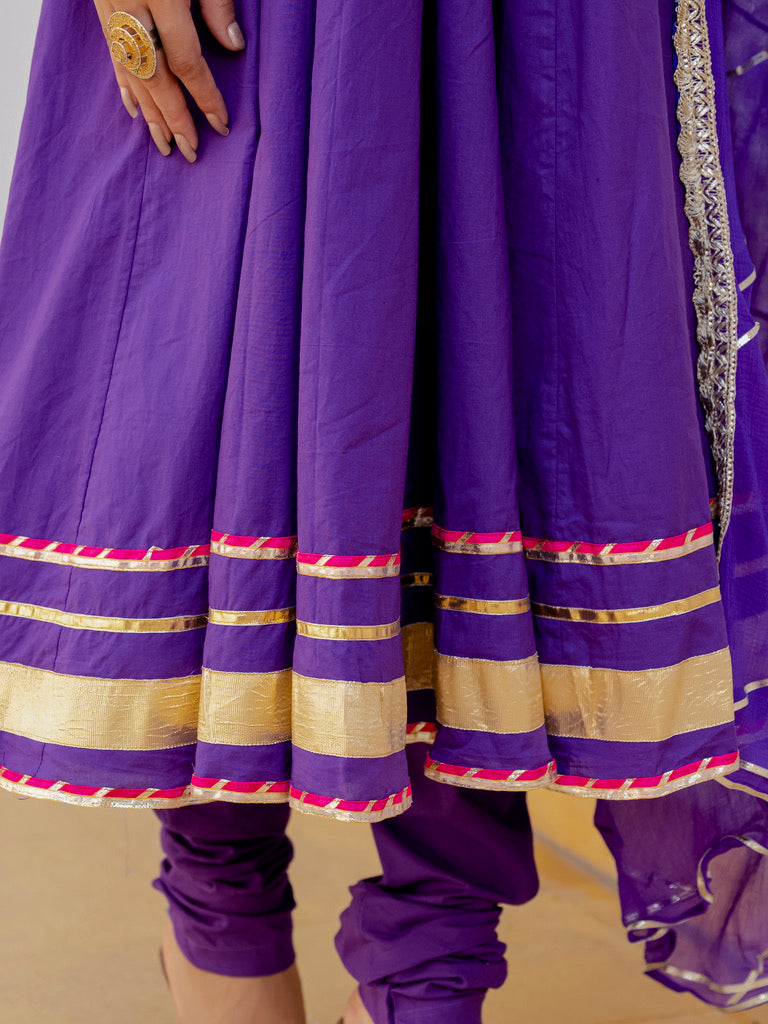 Purple lace Rangrez anarkali suit set
