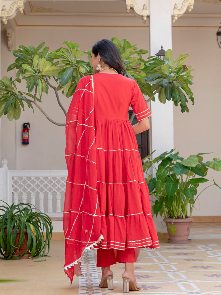 Anya Red Tiered Suit Set