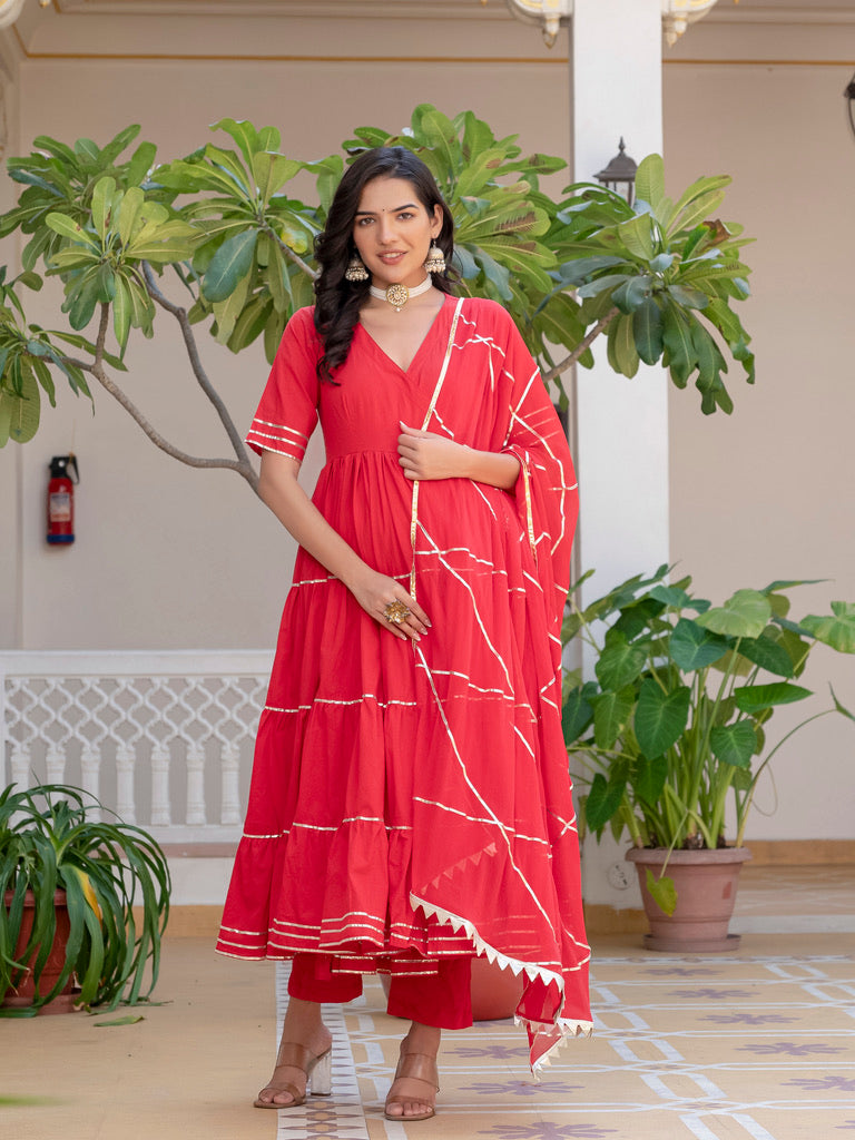 Anya Red Tiered Suit Set