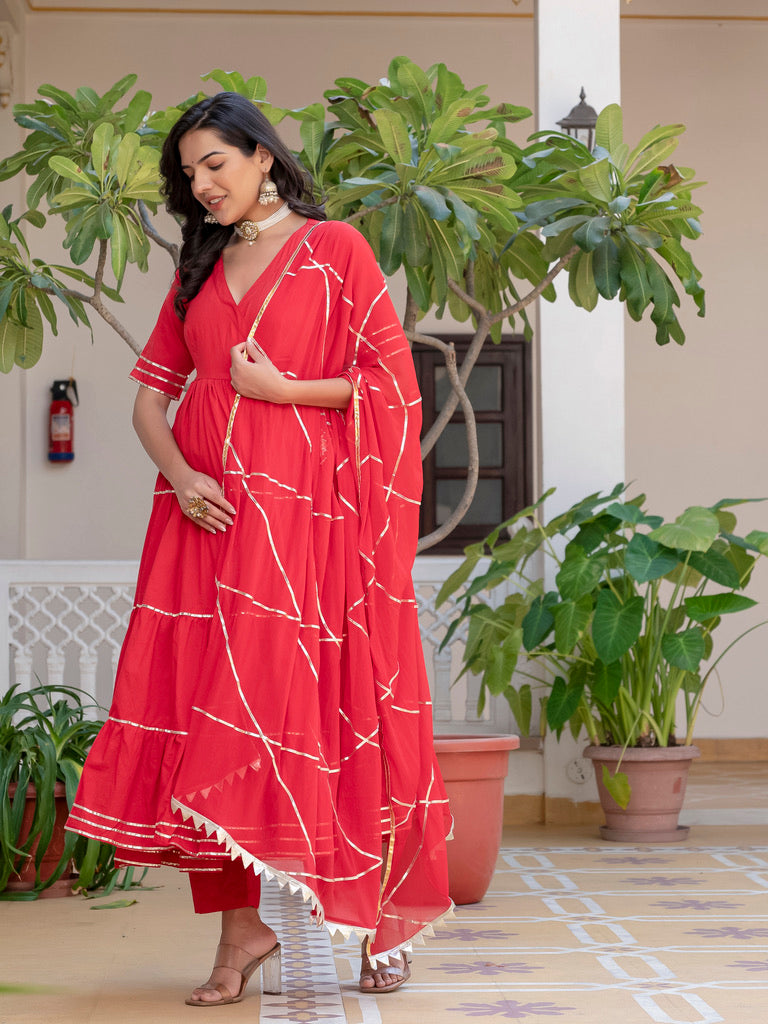 Anya Red Tiered Suit Set