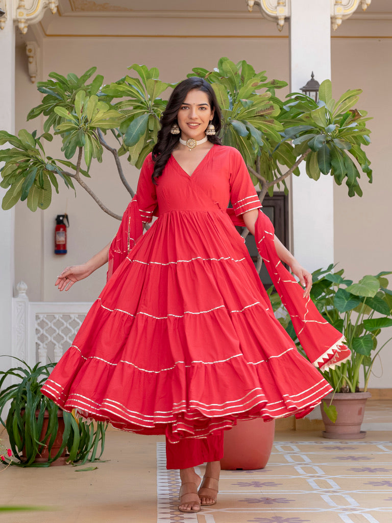 Anya Red Tiered Suit Set