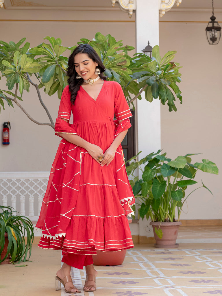 Anya Red Tiered Suit Set