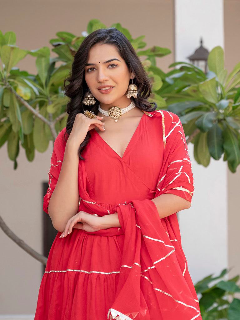 Anya Red Tiered Suit Set