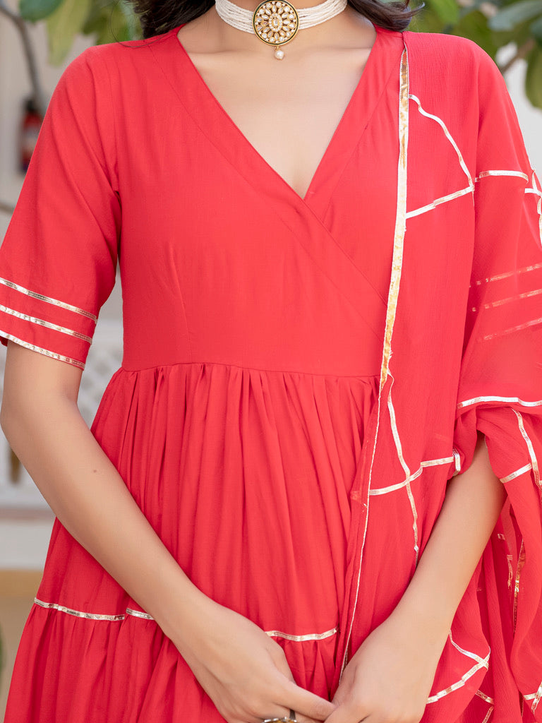 Anya Red Tiered Suit Set