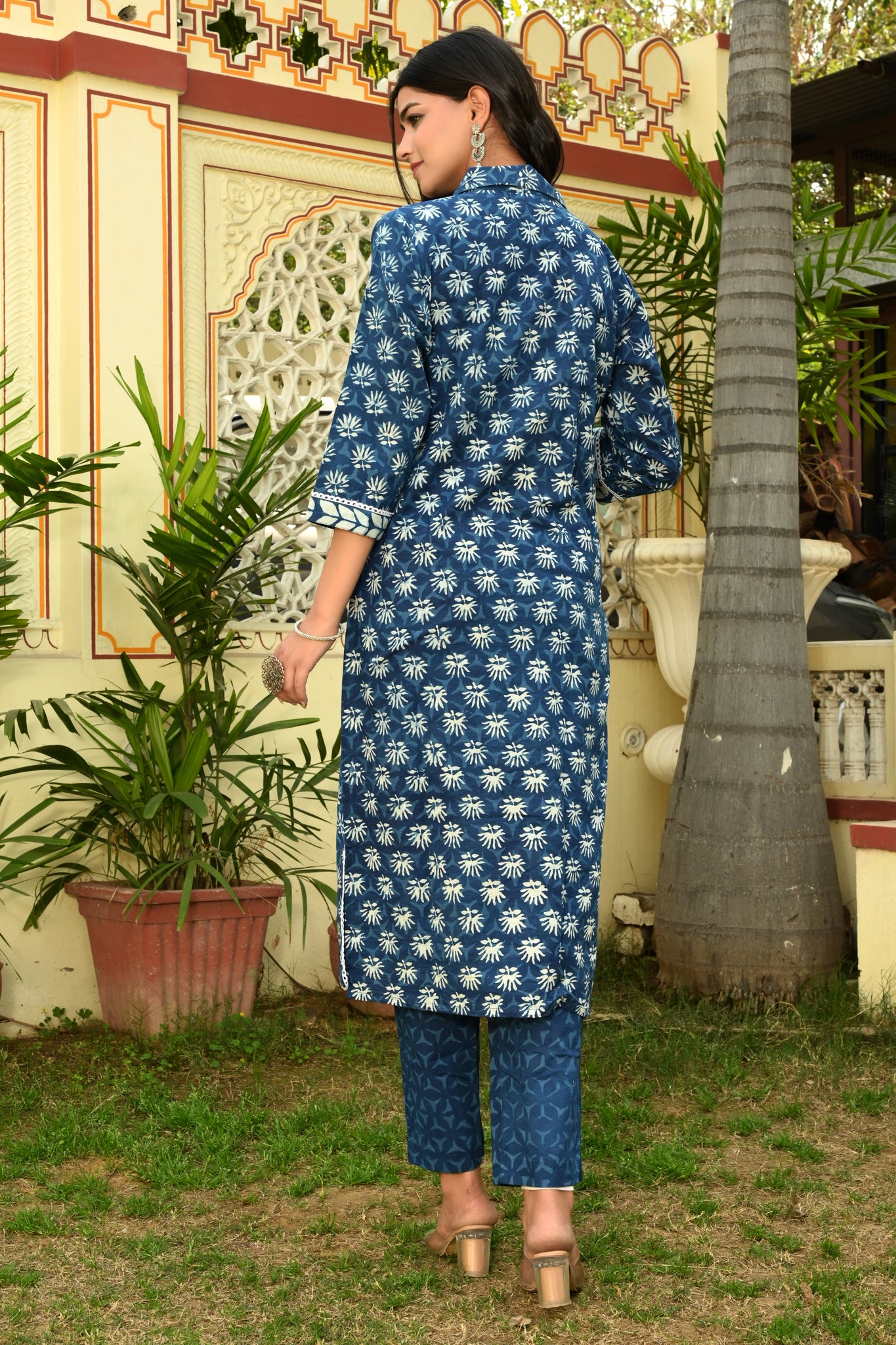 Indigo Dabu Hand-Block Printed co-ord set Set (Set of 2)
