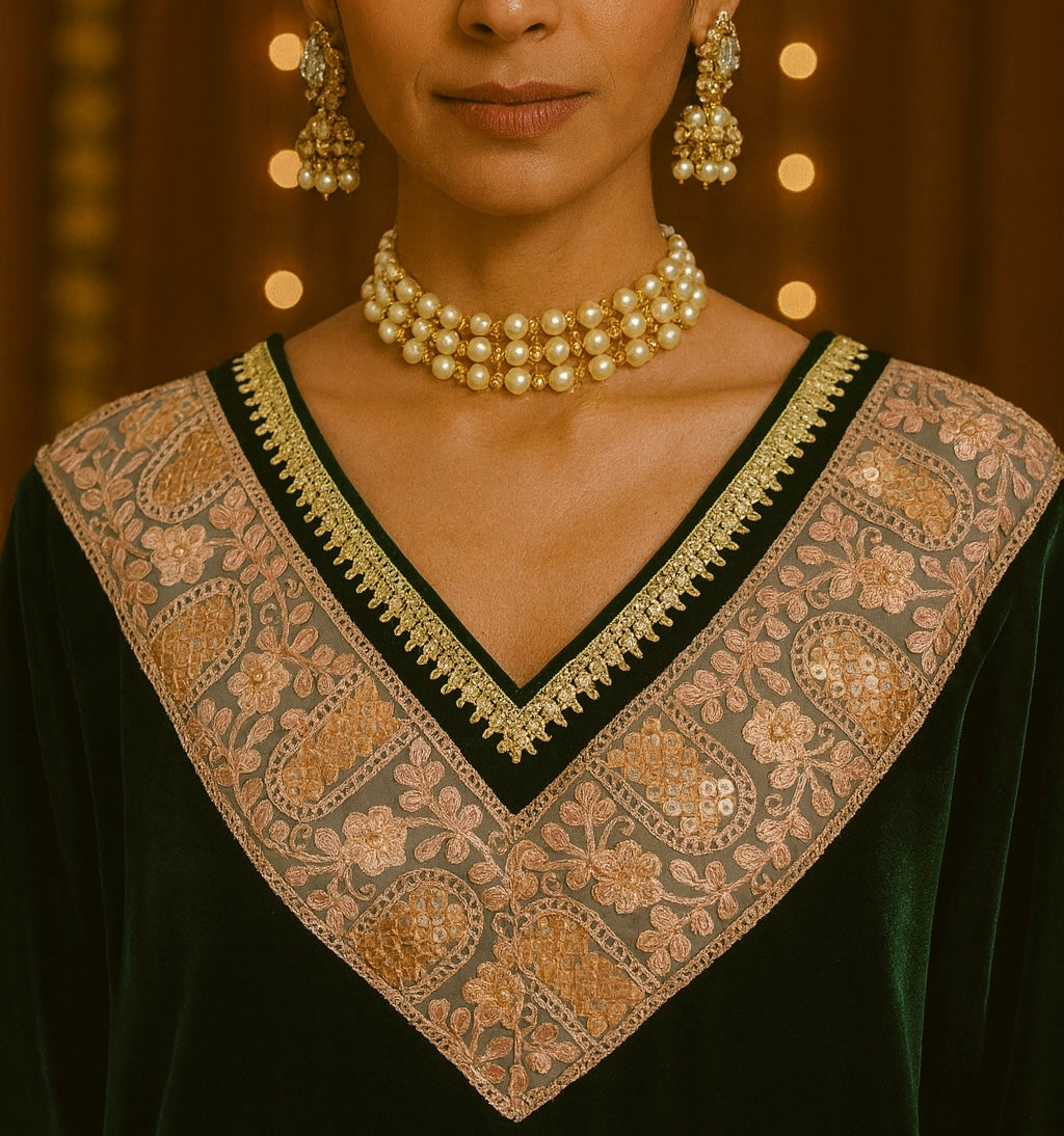 Emerald Green Embroidered Co-ord Set