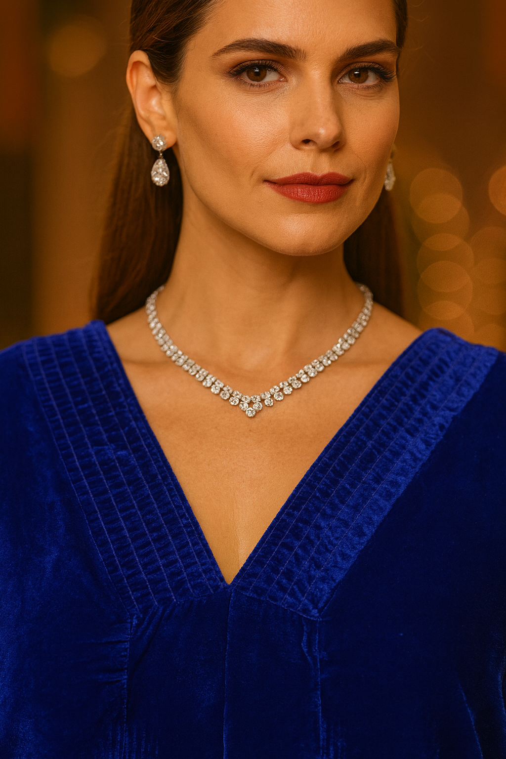 Royal Blue Velvet Kaftan Set