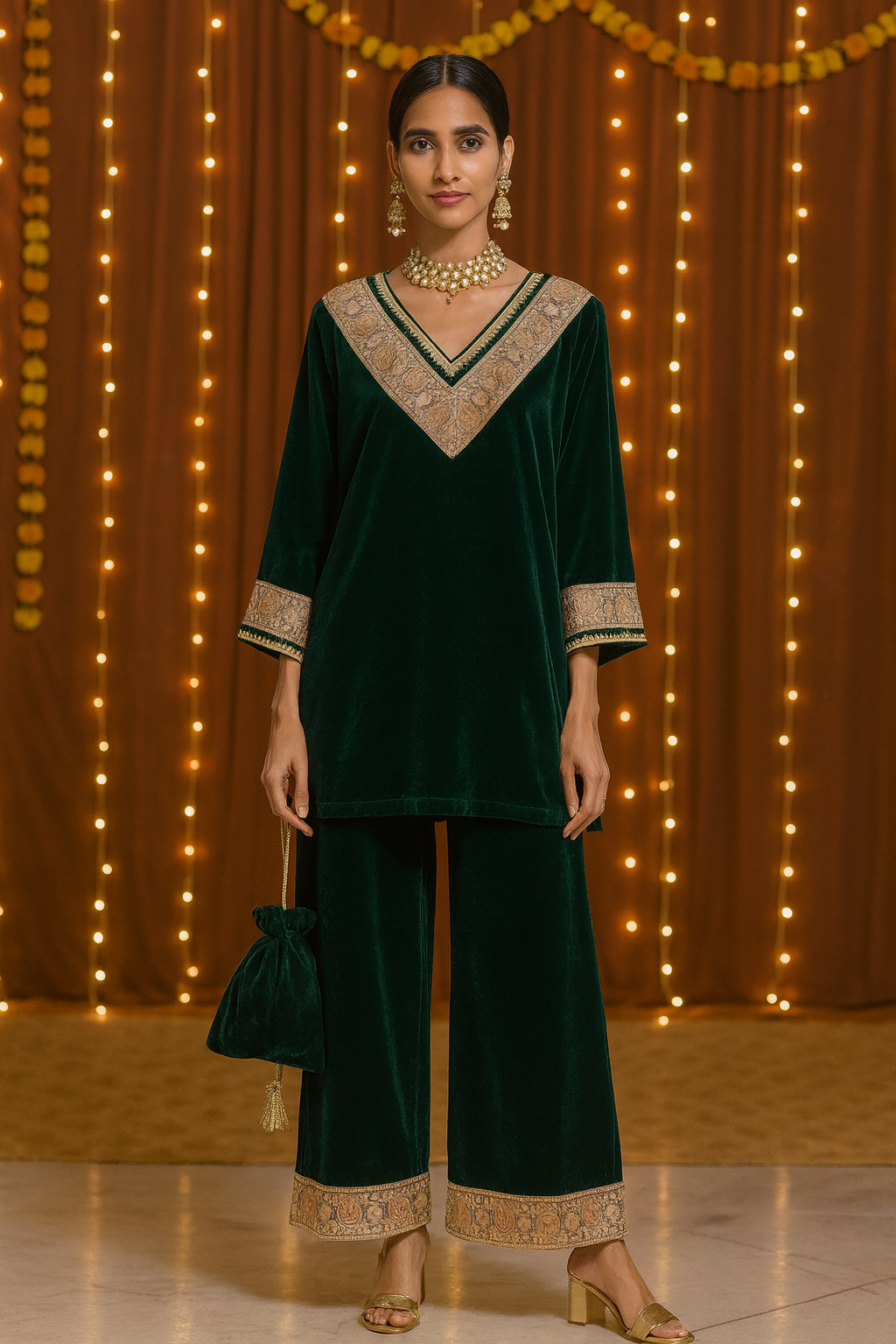 Emerald Green Embroidered Co-ord Set
