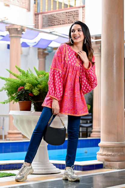 Pink Boho Top