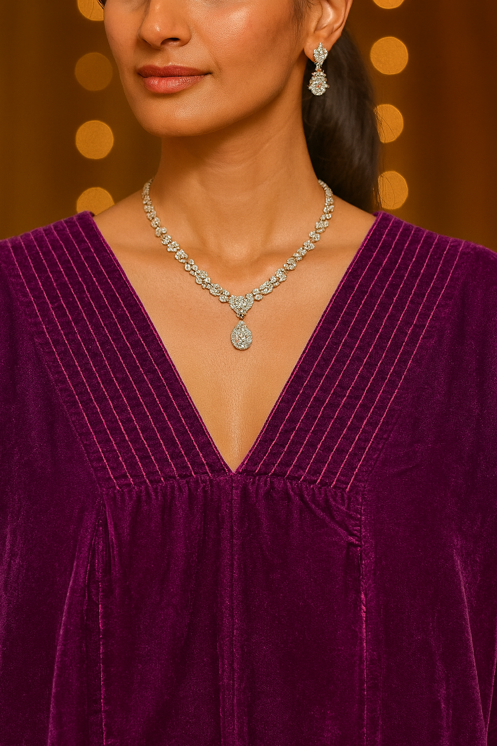 Purple Velvet Kaftan Set