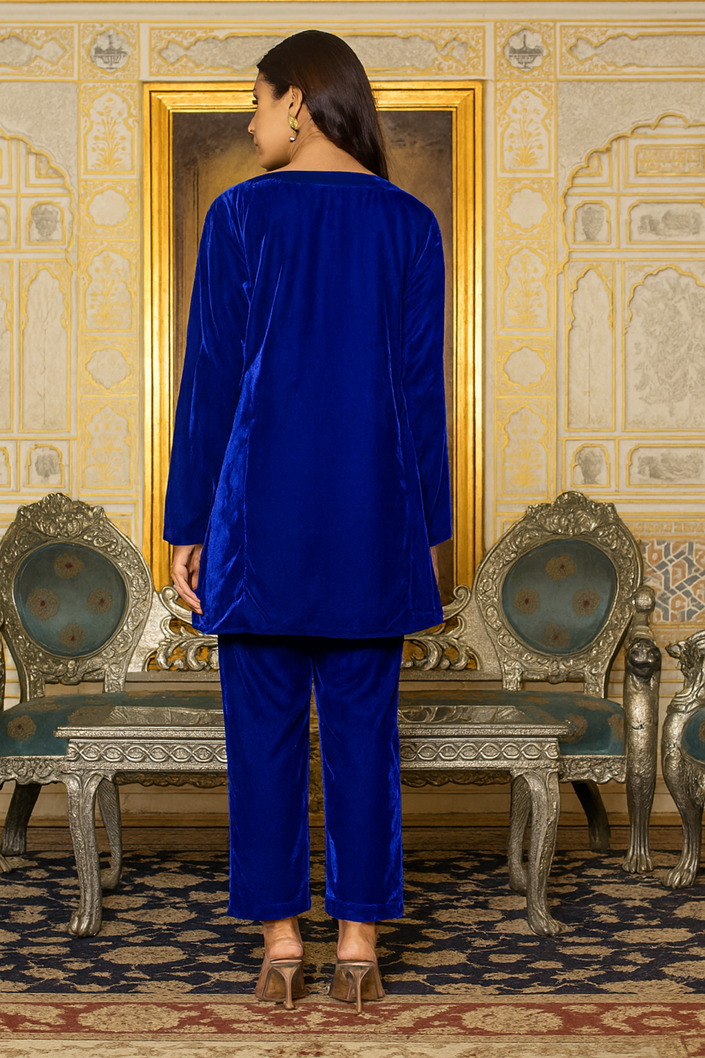 Royal Blue Velvet Co-ord Set