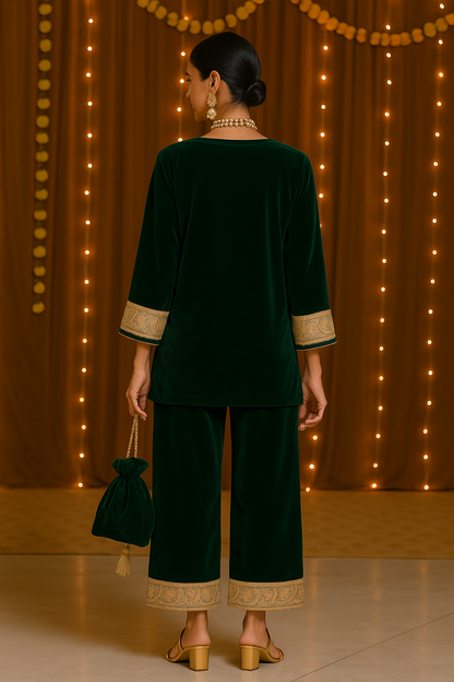 Emerald Green Embroidered Co-ord Set