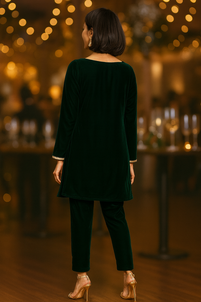 Emerald green velvet co-ord Set