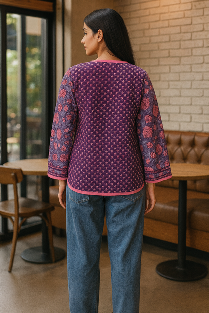 Purple Quilted Jaipur Jacket