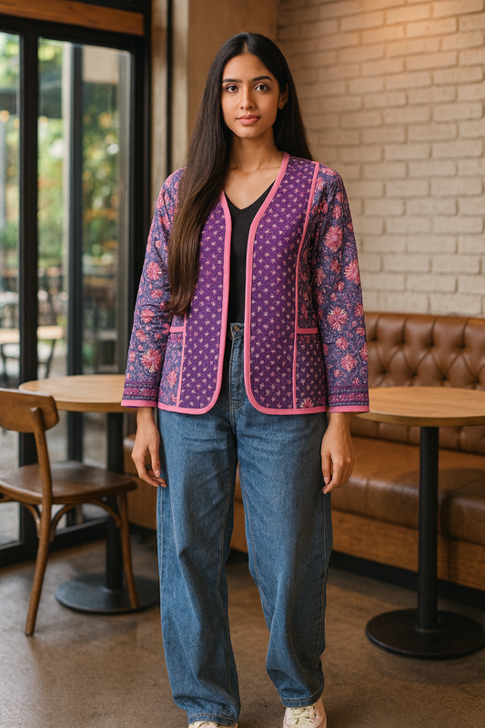 Purple Quilted Jaipur Jacket
