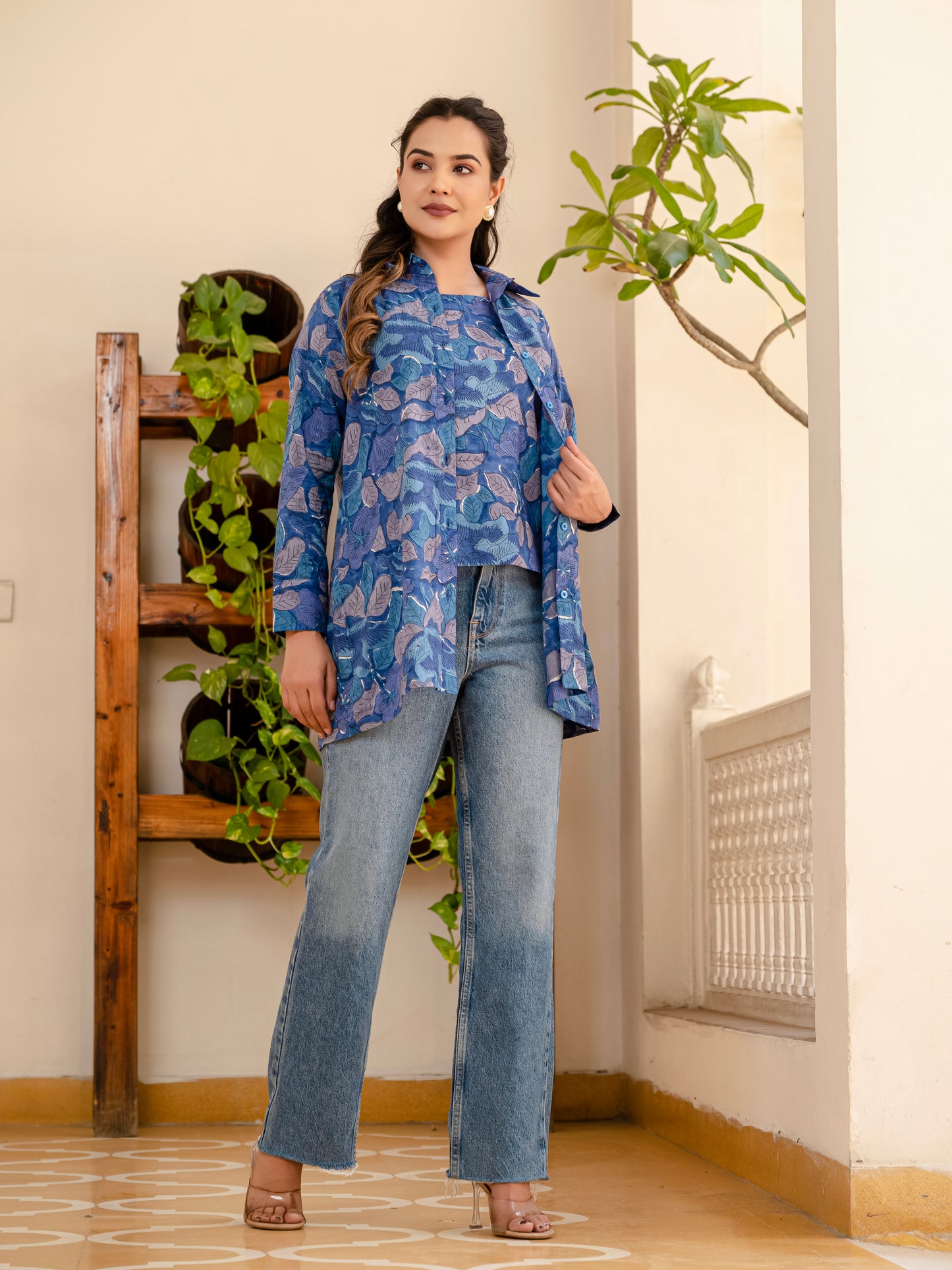 Smoky Blooms Shirt and Top Set