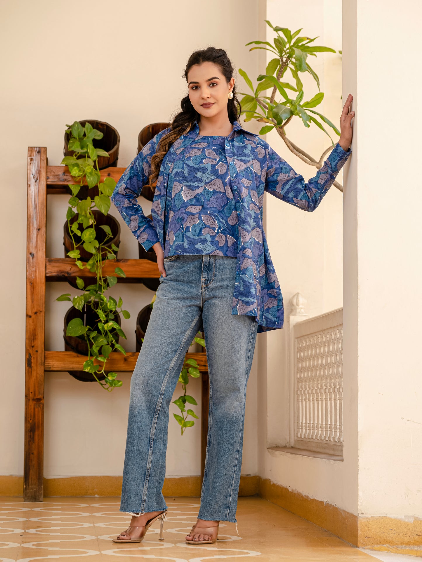 Smoky Blooms Shirt and Top Set