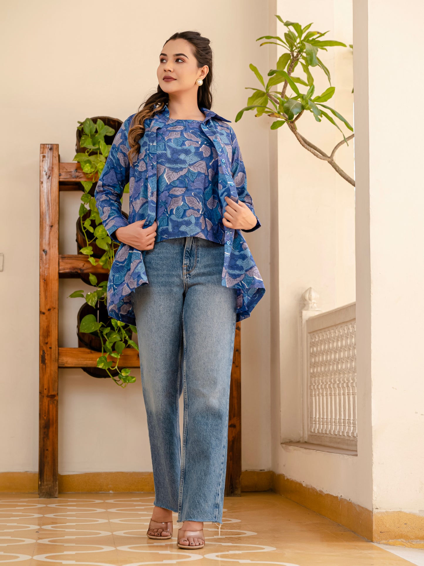 Smoky Blooms Shirt and Top Set