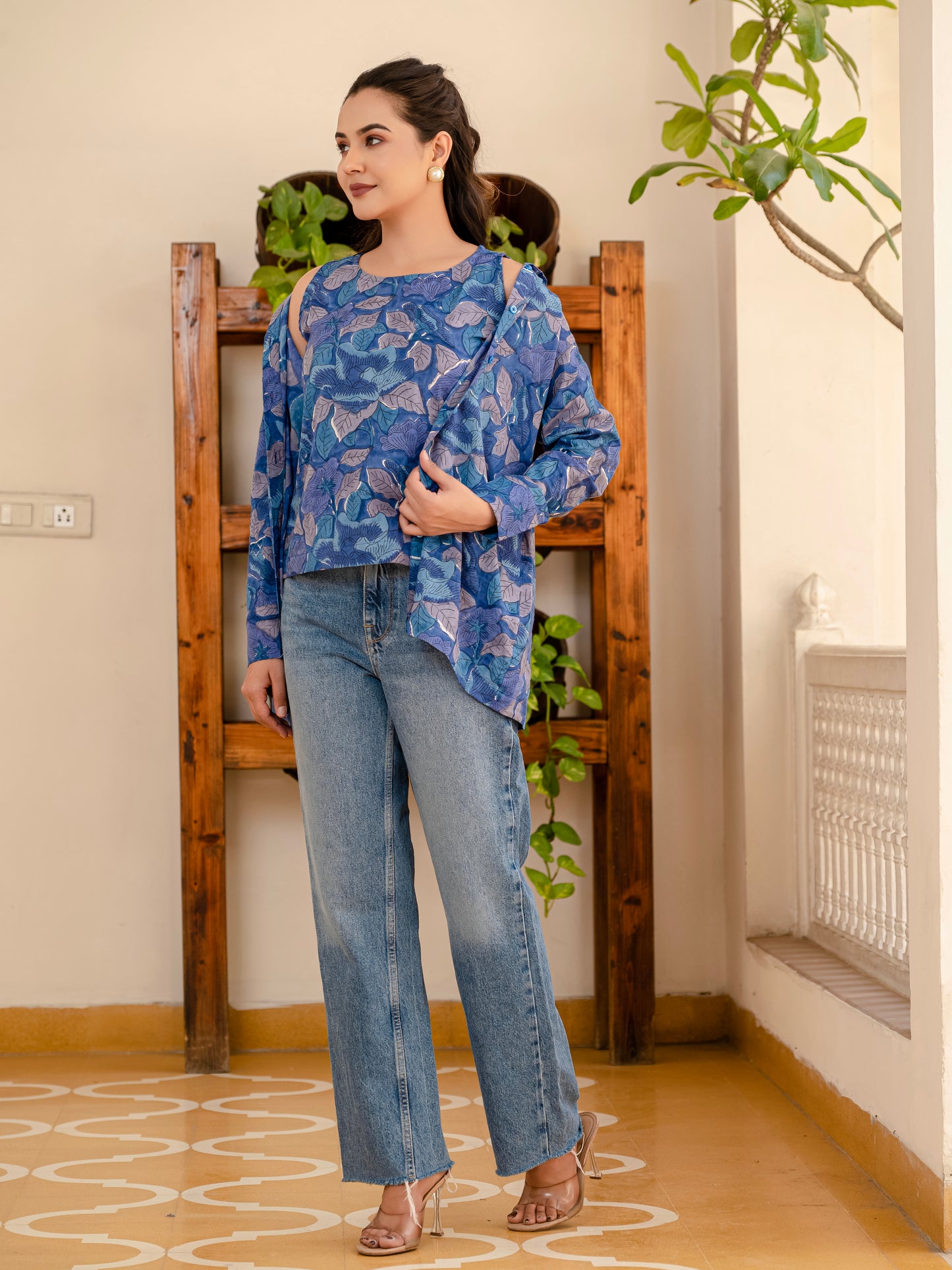 Smoky Blooms Shirt and Top Set
