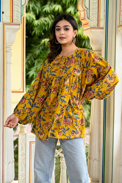 Mustard Meadow Boho Top