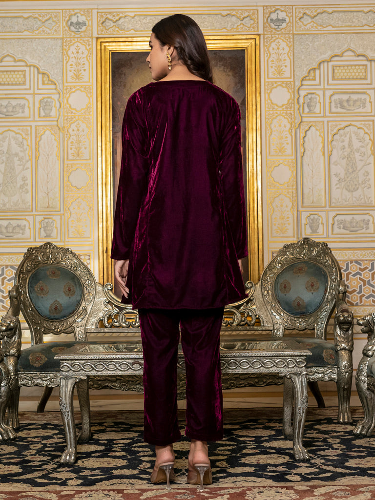 Wine velvet co-ord set