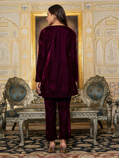 Wine velvet co-ord set