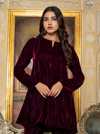 Wine velvet co-ord set