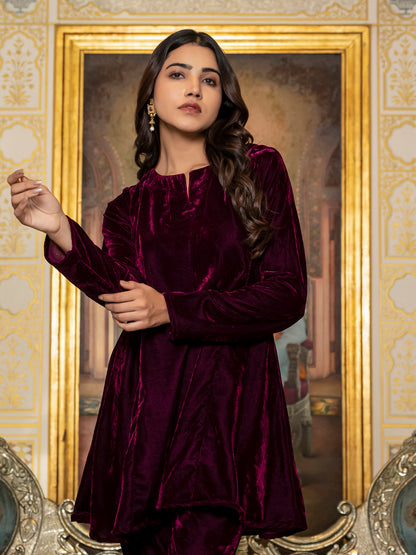 Wine velvet co-ord set