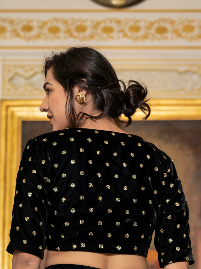 Black Velvet Sequin Blouse